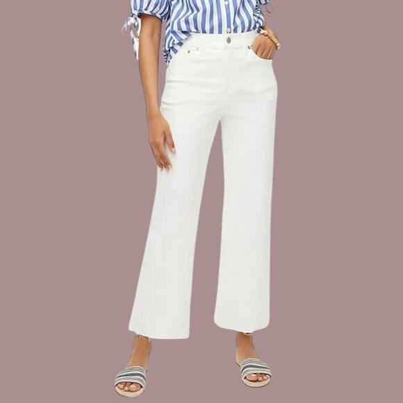 J. Crew High Rise Wide Leg Crop Jeans White Size 25 Petite - Picture 1 of 9